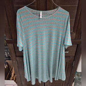 Silhouette Women's Plus Size Blue Striped Tunic Size 2X Short Sleeve